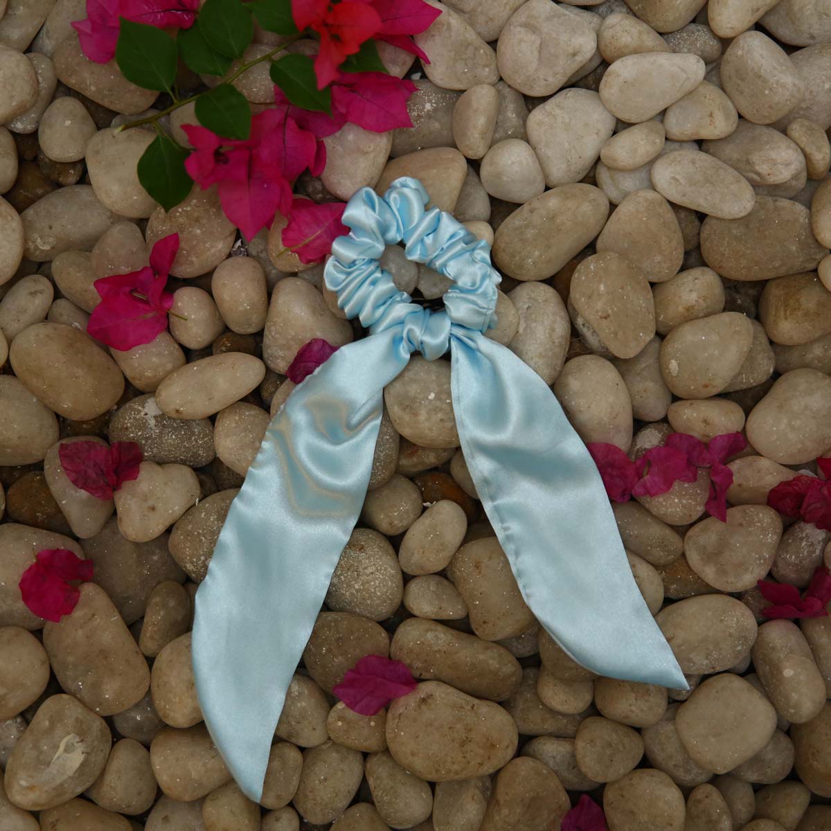 Powder Blue Satin Mini Scarf Scrunchie