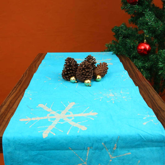 Blue Christmas Runner & Cushion Cover Set