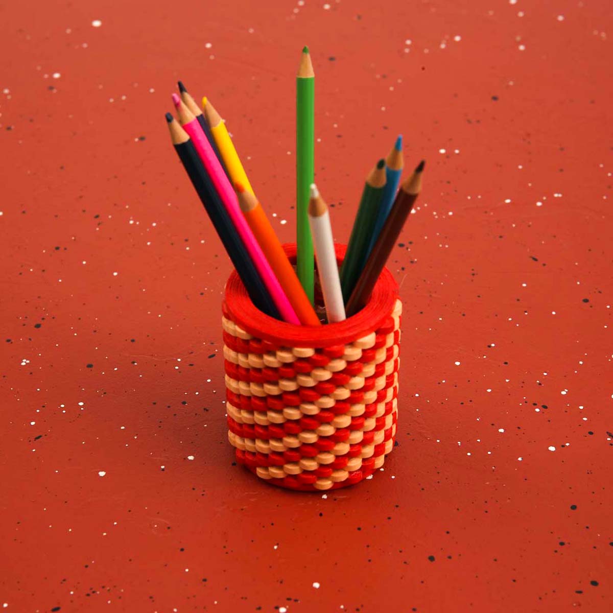 Red Paper Pencil Holder