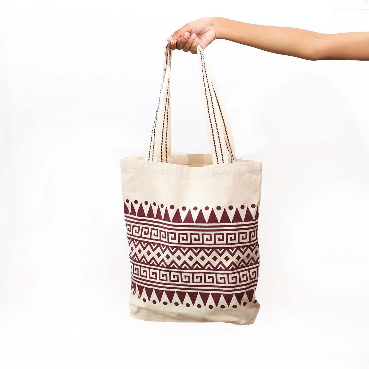 Maroon Aztec Tote Bag