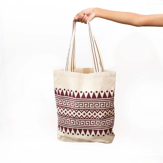 Maroon Aztec Tote Bag