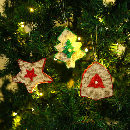 Burlap Christmas Ornament Set
