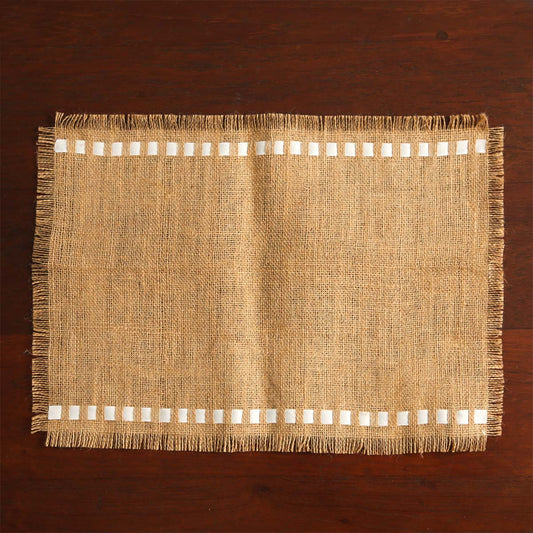 Brown Burlap Squares Table Mat