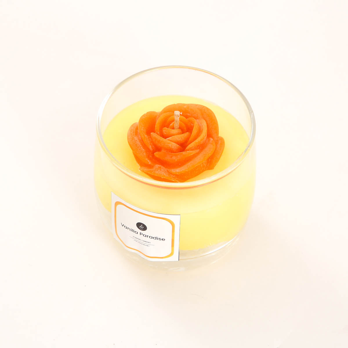 Vanilla Paradise Rose Glass Candle