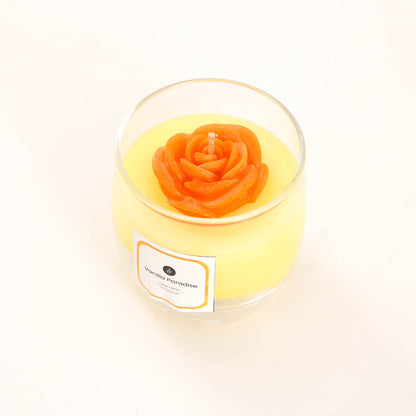 Vanilla Paradise Rose Glass Candle