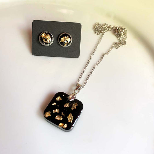 Black & Gold Foil Jewellery Set