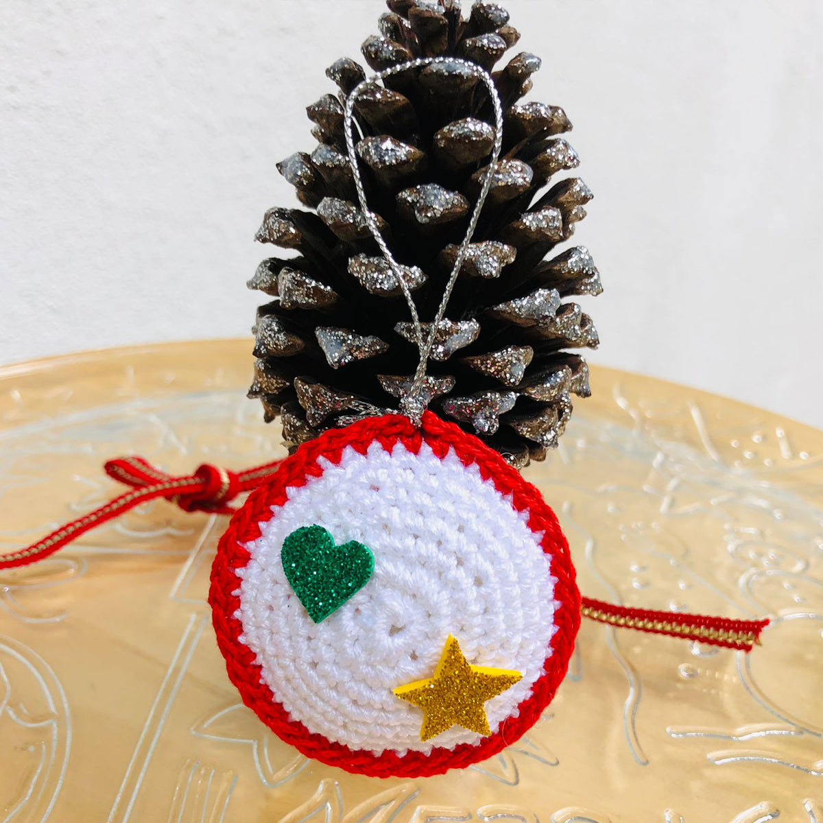 White Crochet Bauble Ornament