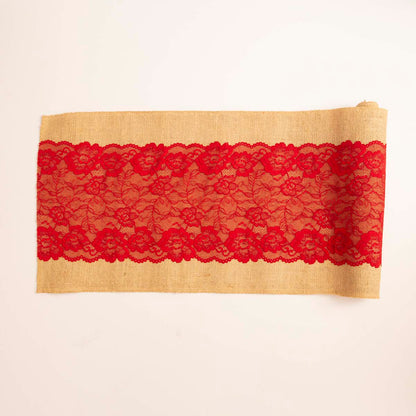 Cherry Burlap Table Runner