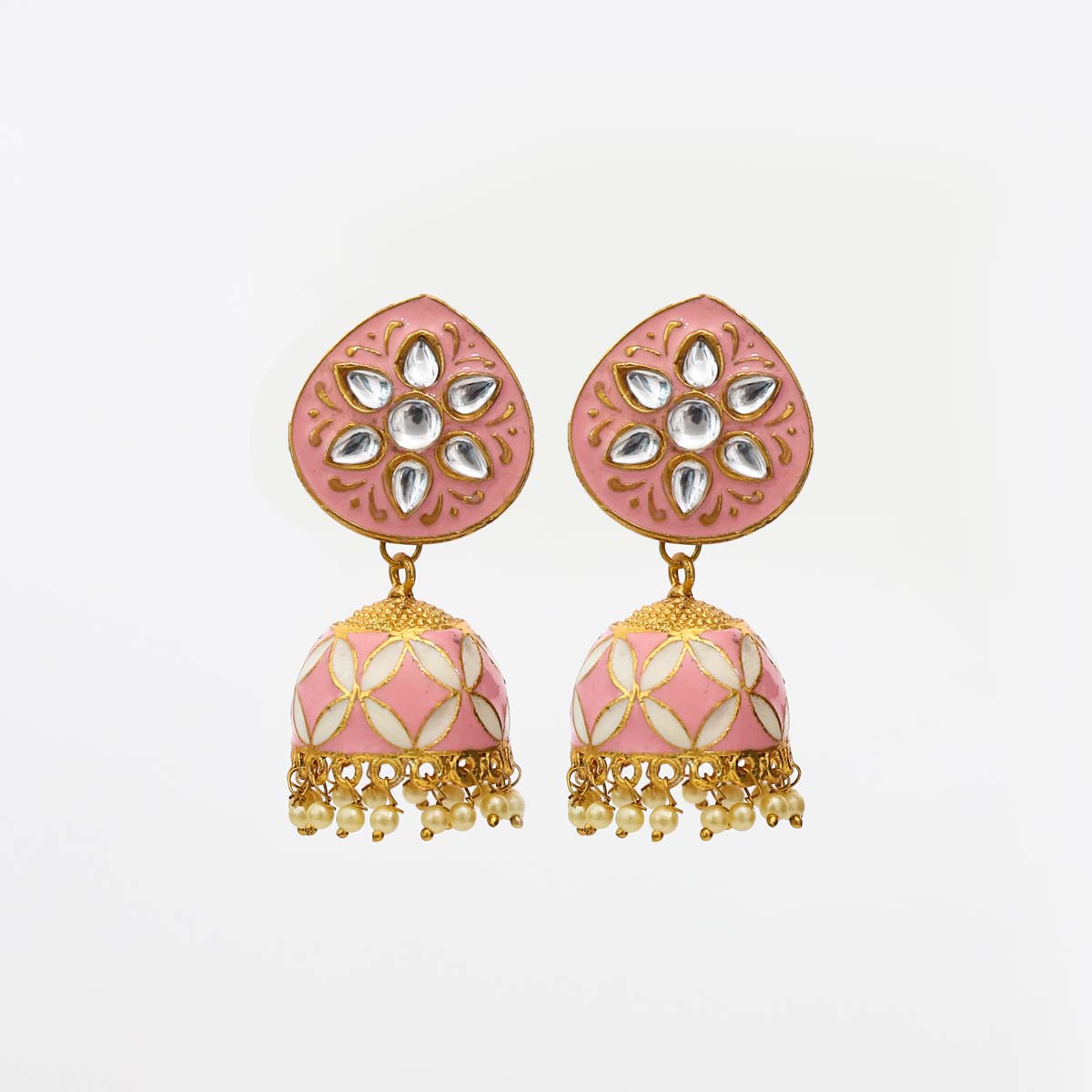 Pastel Floral Jhumka Earrings