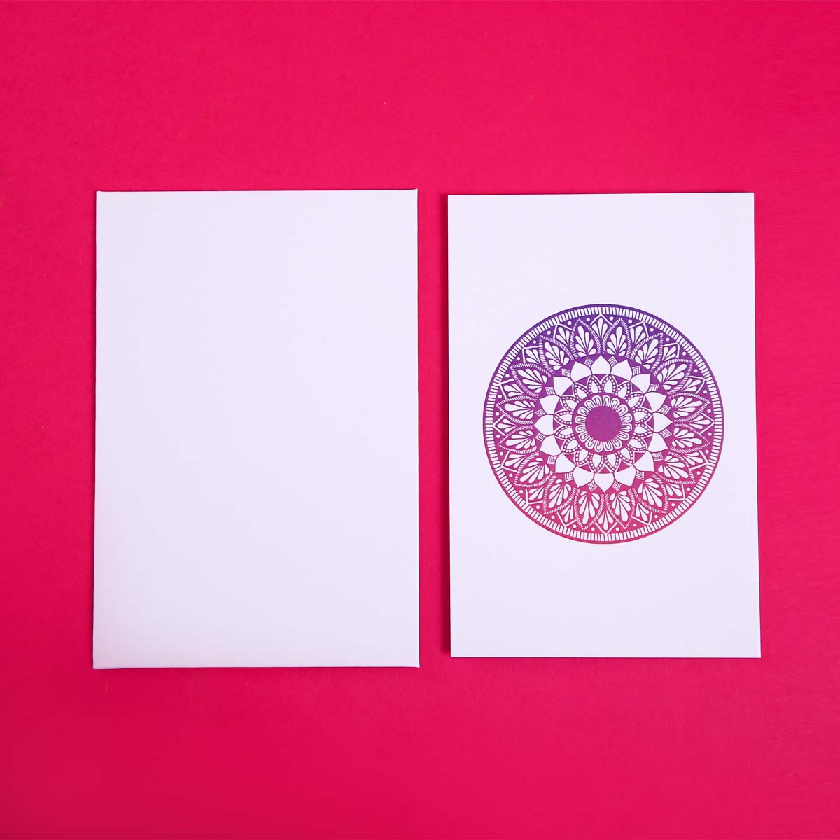 Pink & Purple Shaded Lazy Daisy Mandala Card Set
