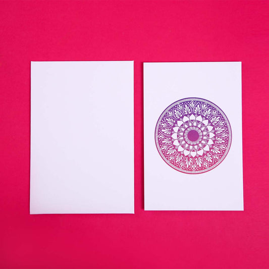 Pink & Purple Shaded Lazy Daisy Mandala Card Set
