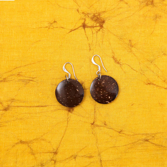Circular Coconut Shell Earrings