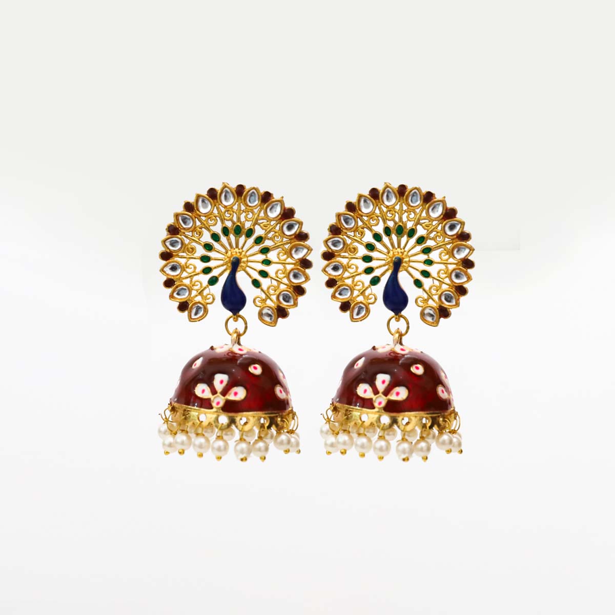Ruby Peacock Jhumka Earrings