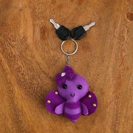 Purple Bee Felt Keytag
