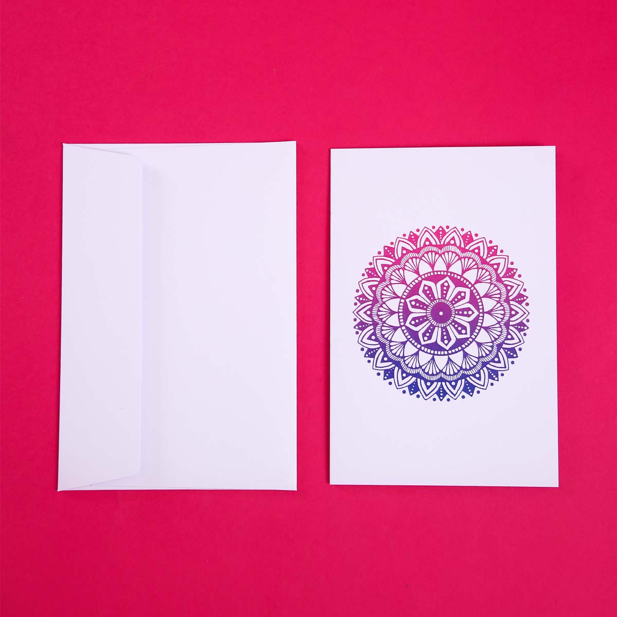 Navy Blue & Pink Shaded Luna Mandala Card Set