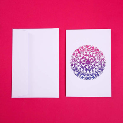 Navy Blue & Pink Shaded Luna Mandala Card Set
