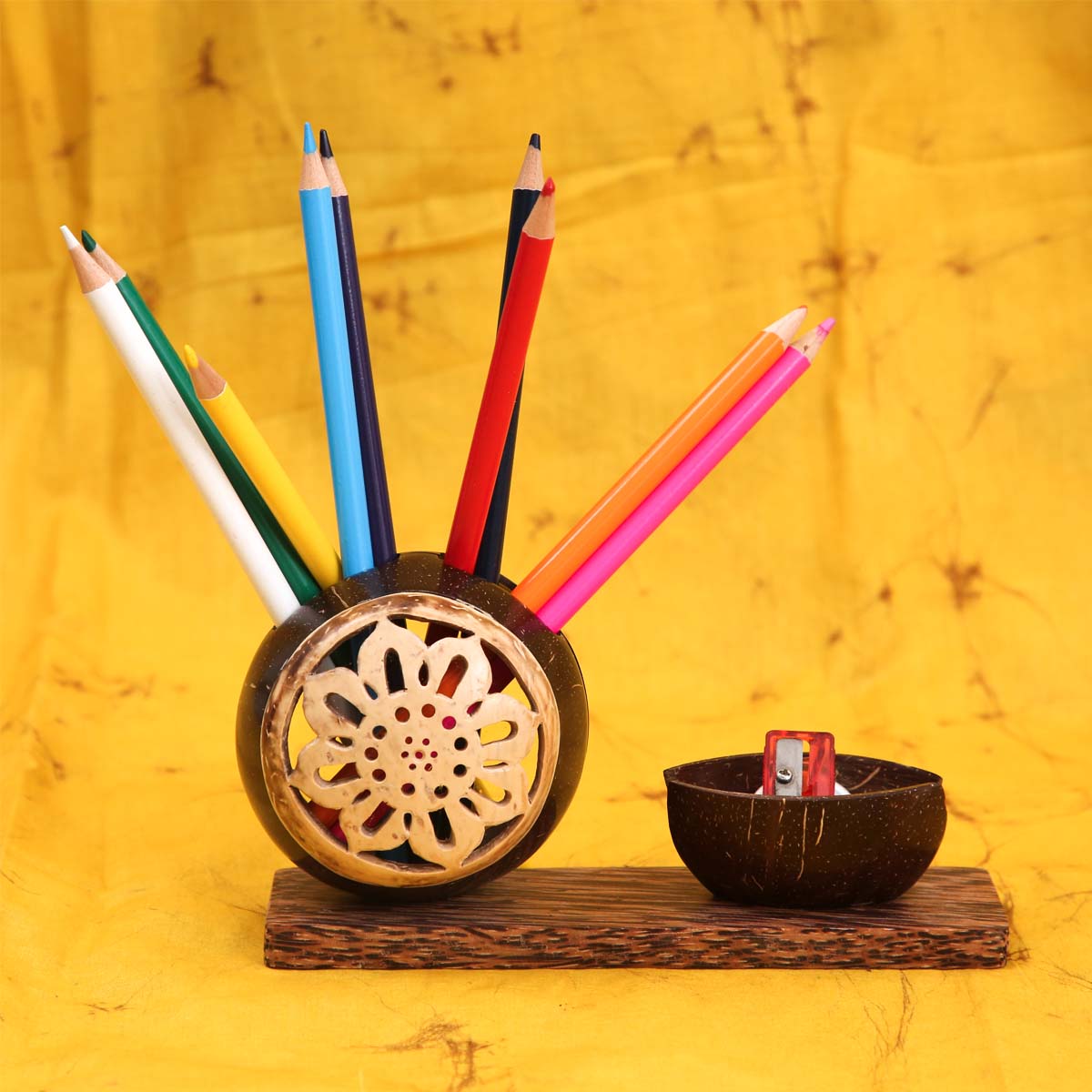 Coconut Shell Pencil Holder