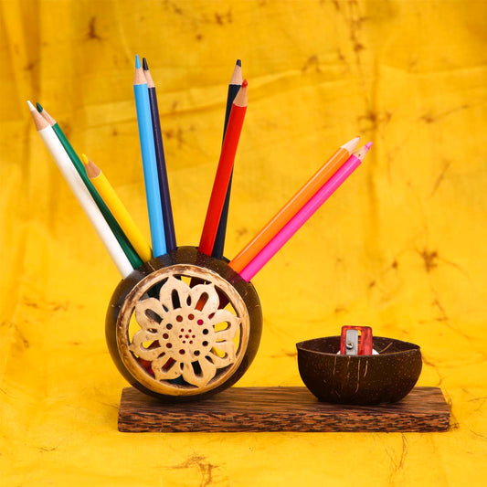 Coconut Shell Pencil Holder