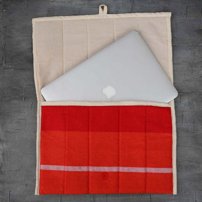 Red Handloom Laptop Sleeve