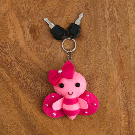 Pink Bee Felt Keytag