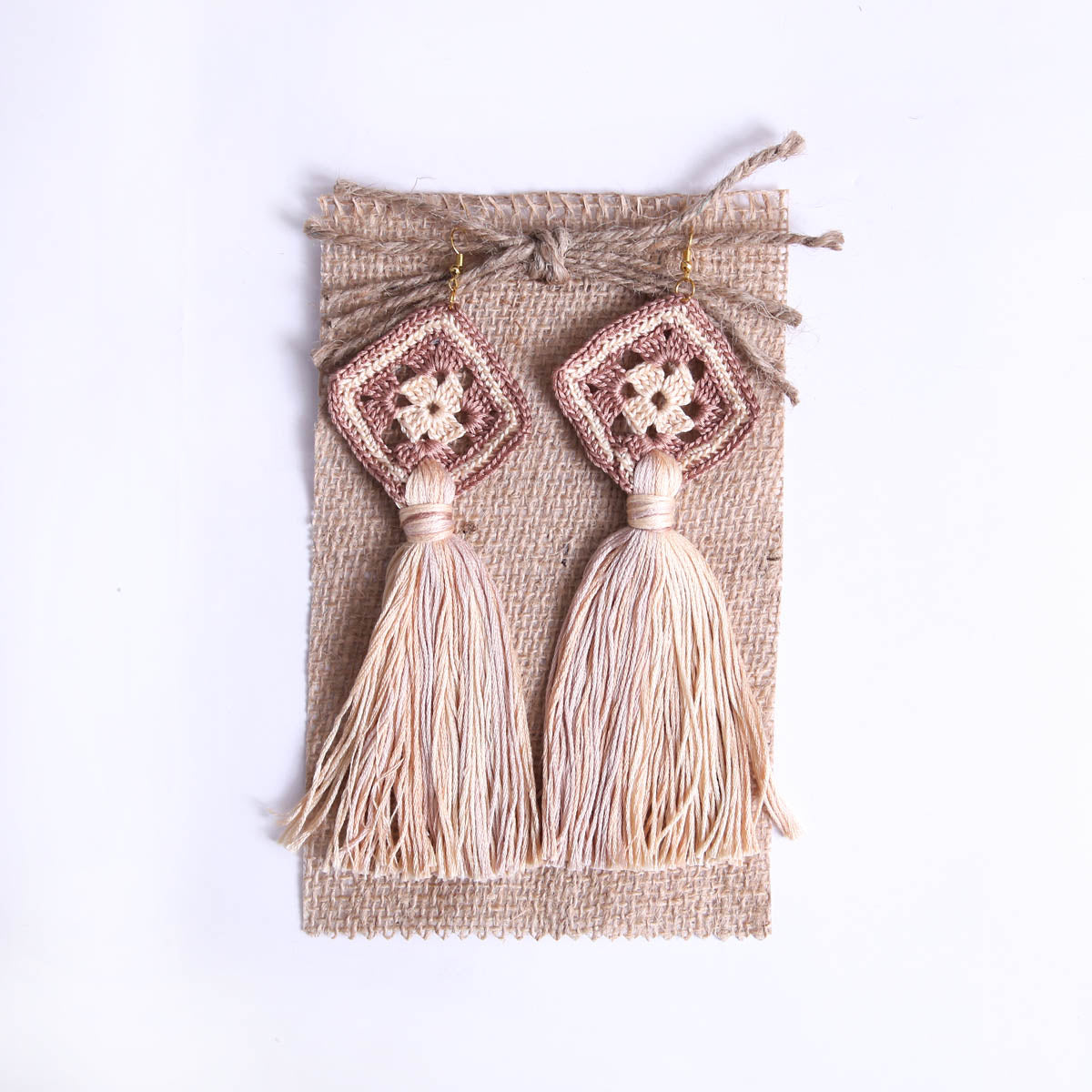 Granny Square Tasseled Earrings