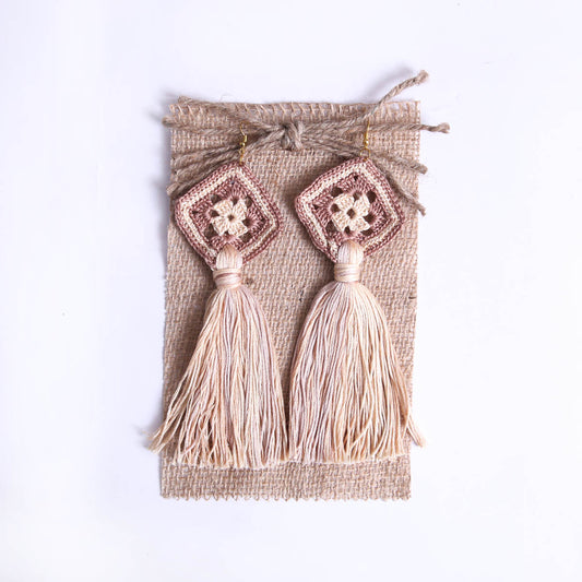 Granny Square Tasseled Earrings