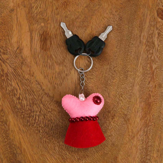 Red Dress Felt Keytag