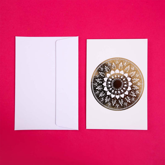 Gold Foil Lazy Daisy Mandala Card Set