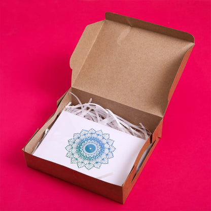 Blue & Green Shaded Daffodil Mandala Card Set