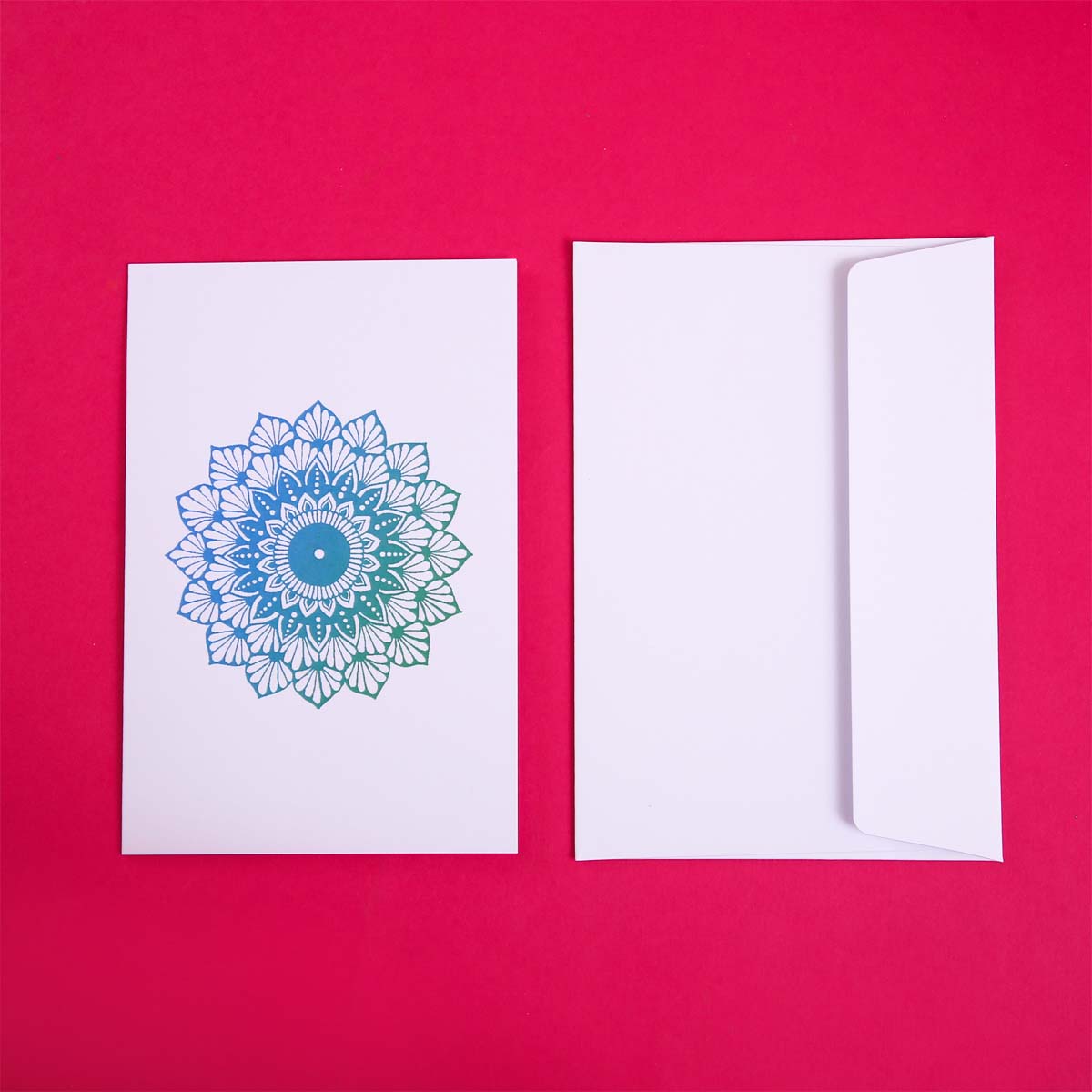 Blue & Green Shaded Daffodil Mandala Card Set