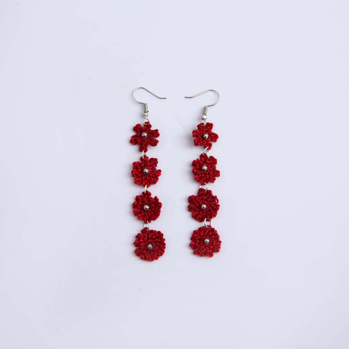 Magenta Daisies Crochet Earrings