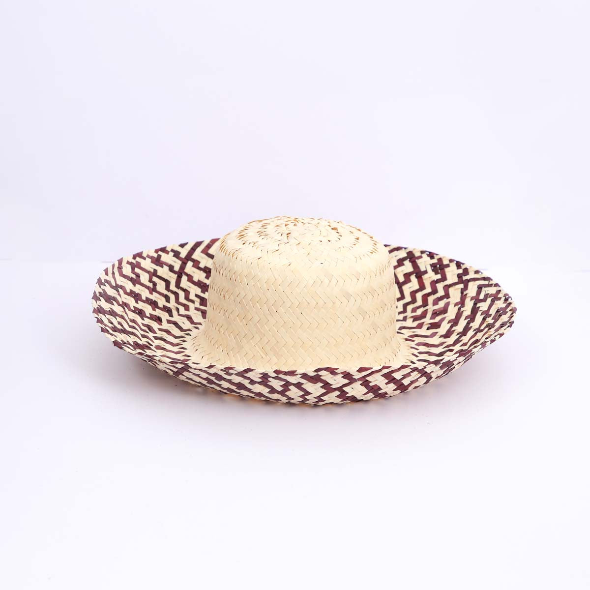 Burgundy Stripes Straw Hat