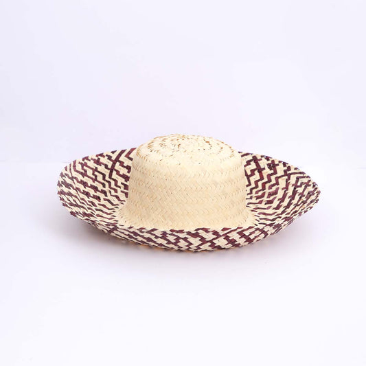 Burgundy Stripes Straw Hat