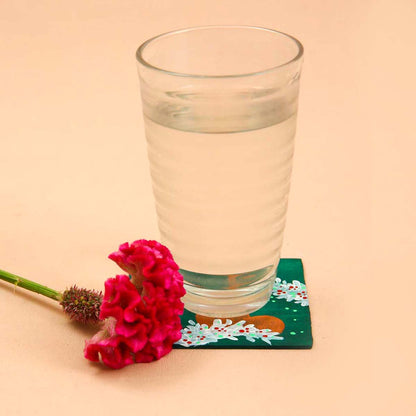 Artisnal Wooden Christmas Coaster Set