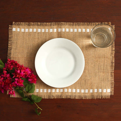 Brown Burlap Squares Table Mat