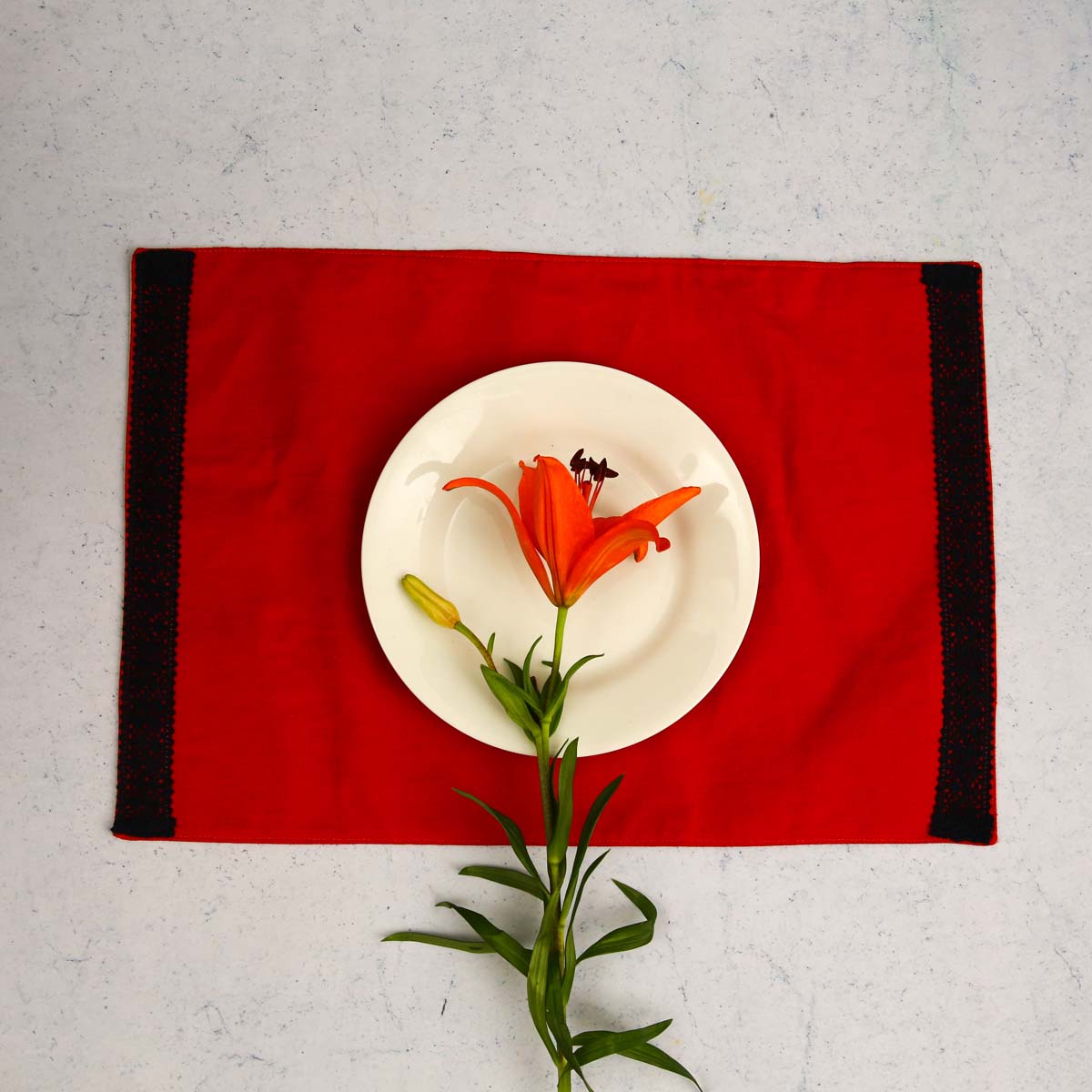 Block Red Placemat Set