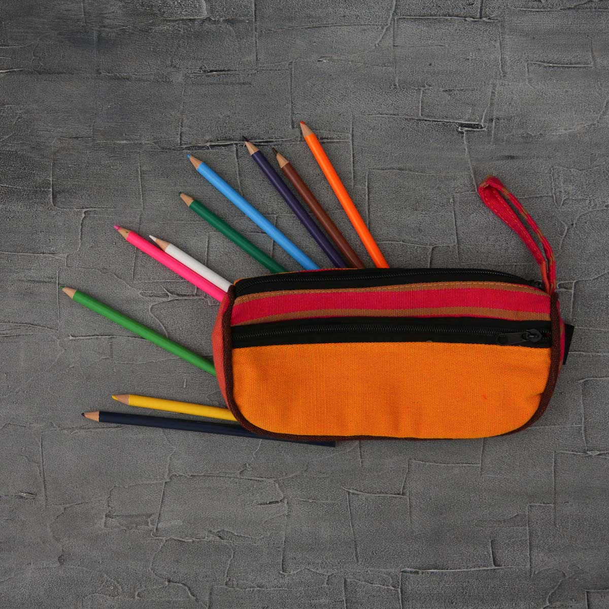 Color Block Handloom Pencil Case