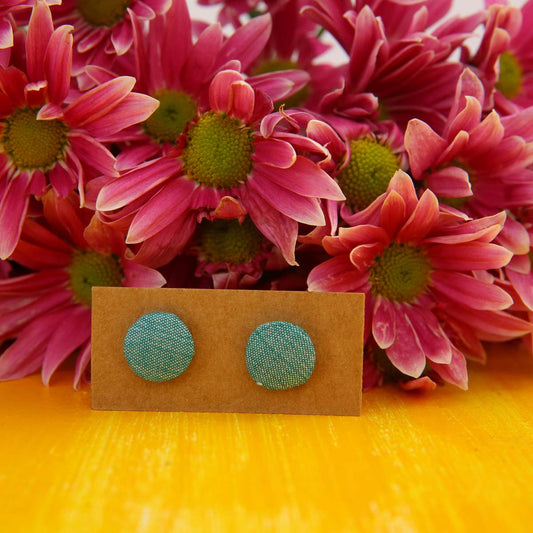 Dotted Green Handloom Stud Earrings