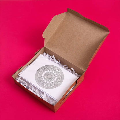 Silver Foil Lazy Daisy Mandala Card Set