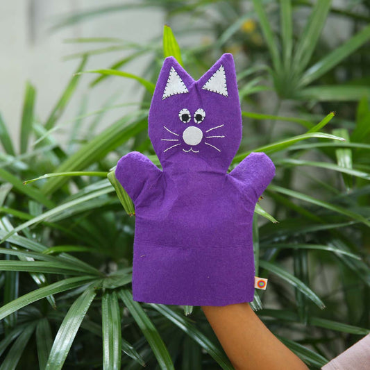 Purple Cat Felt Hand Puppet