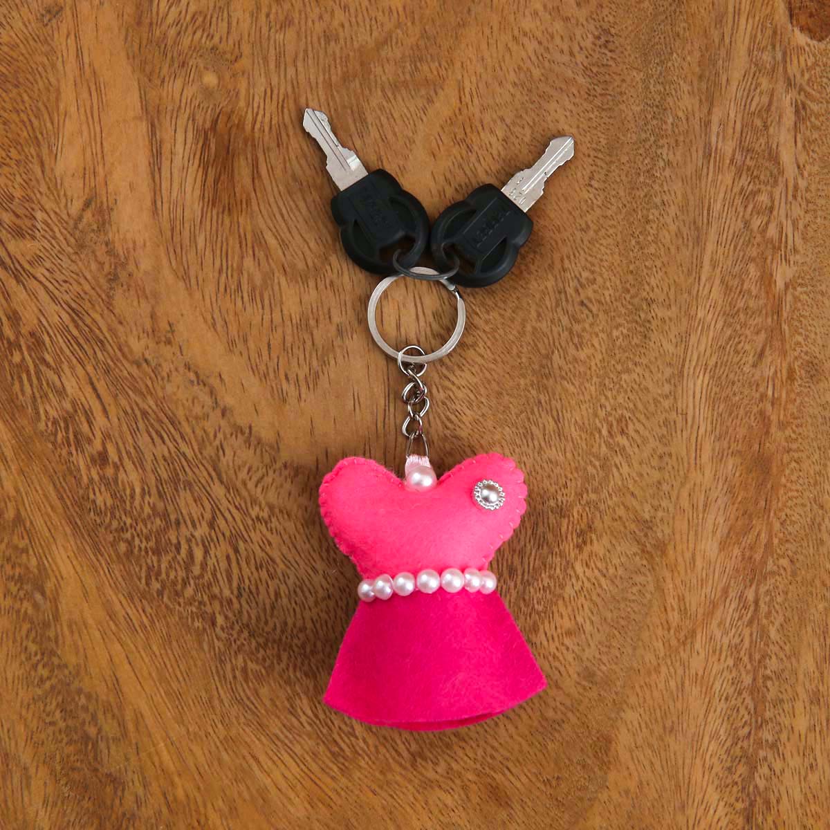 Pink Dress Felt Keytag