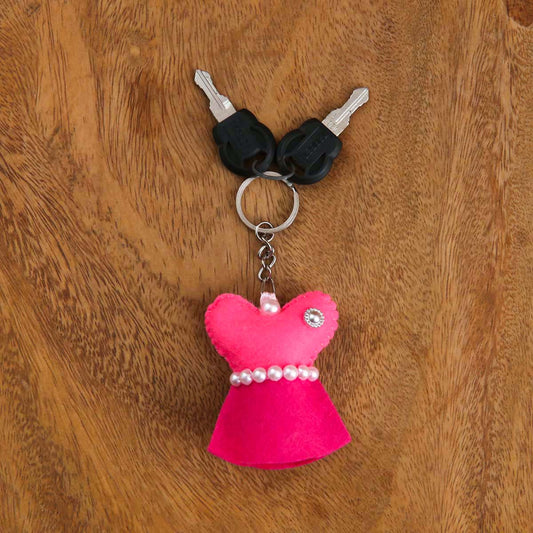 Pink Dress Felt Keytag