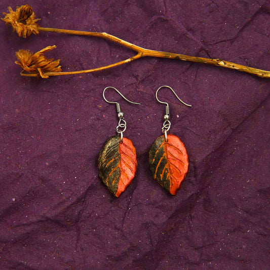 Gold & Orange Terracotta Earrings
