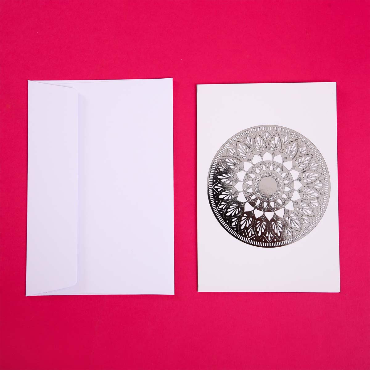 Silver Foil Lazy Daisy Mandala Card Set