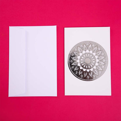 Silver Foil Lazy Daisy Mandala Card Set