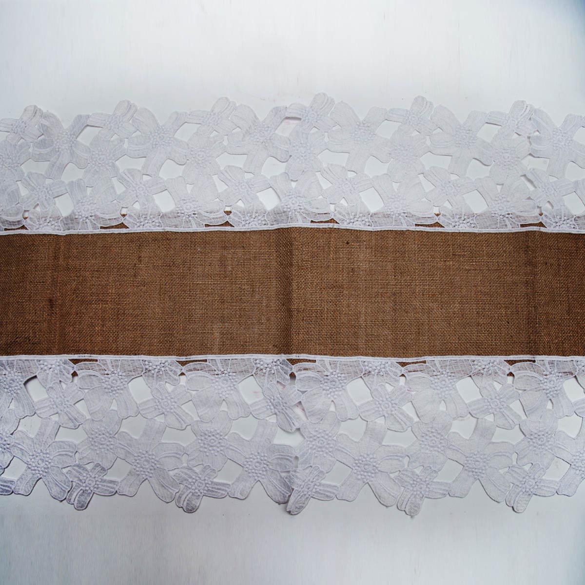 White Burlap Table Runner