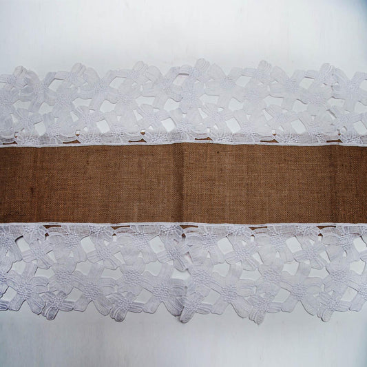 White Burlap Table Runner