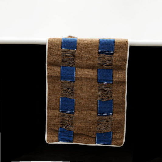 Blue Burlap Table Runner