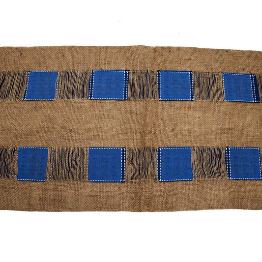 Blue Burlap Table Runner