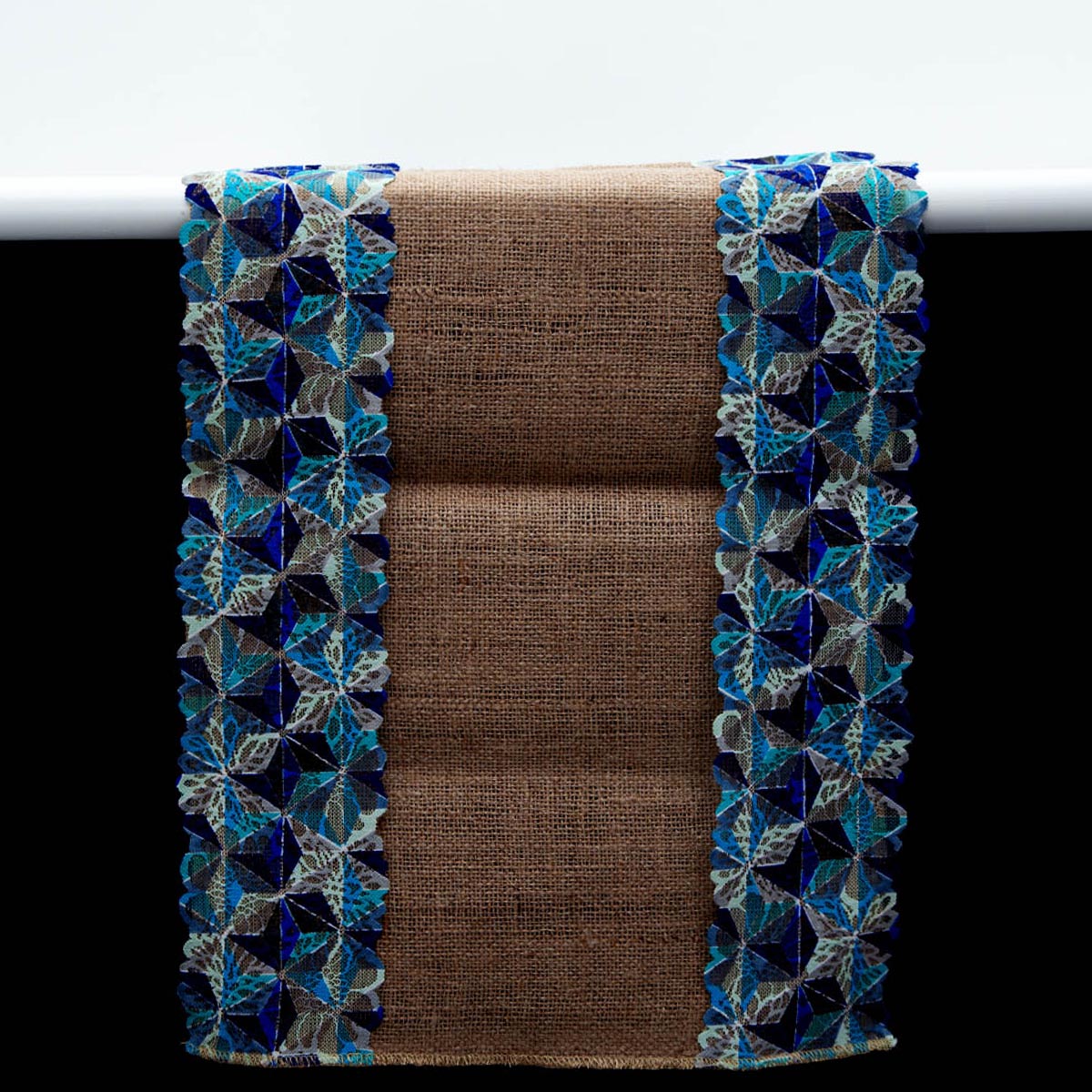 Cyan Burlap Table Runner